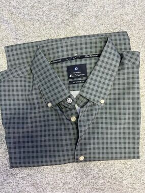 Ben Sherman Men's Slim Fit Gray Check Button-Down Shirt - XL, 17/171/2, 34/35